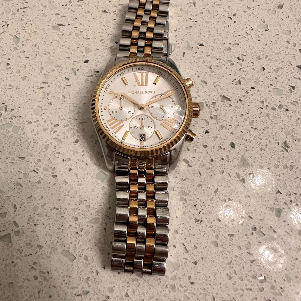 Oversized Michael Kors Lexington Two-Tone Watch
